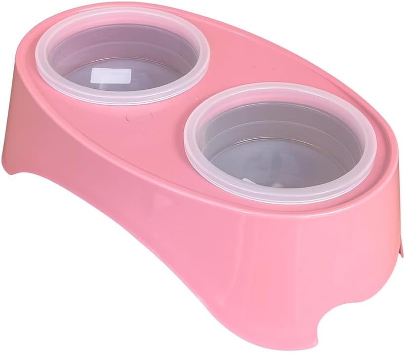 Elevated Double Pet Feeder – Raised Food and Water Bowls for Dogs & Cats – 2 Bowls with Stand (16.9 fl oz Each, 33.8 fl oz Total) – Ergonomic, Hygienic, Easy to Clean (Baby Pink)