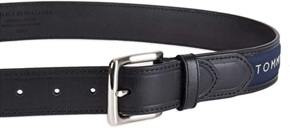 Tommy Hilfiger Men's Fabric Inlay Casual Belt With Classic Harness Buckle