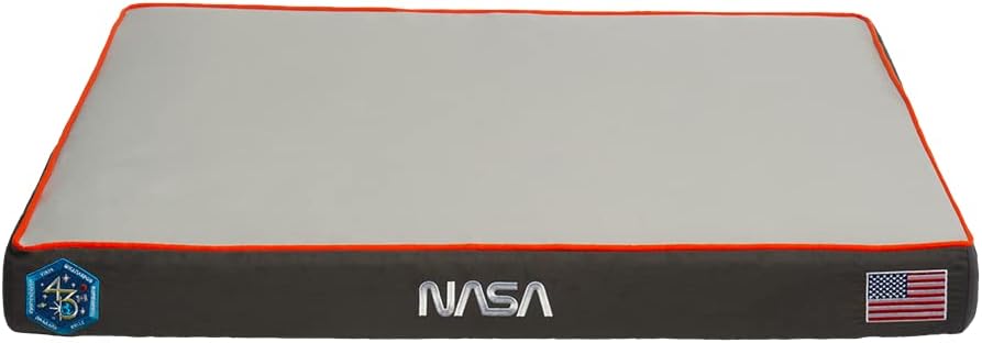 NASA Limited Edition Dog Bed by Wag | Cooling Gel Infused Memory Foam | Out-of-This-World Supportive Orthopedic Foam | Machine Washable Cover and Water Resistant Liner | Medium, Space Grey