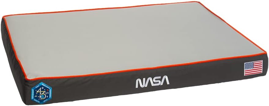 NASA Limited Edition Dog Bed by Wag | Cooling Gel Infused Memory Foam | Out-of-This-World Supportive Orthopedic Foam | Machine Washable Cover and Water Resistant Liner | Medium, Space Grey