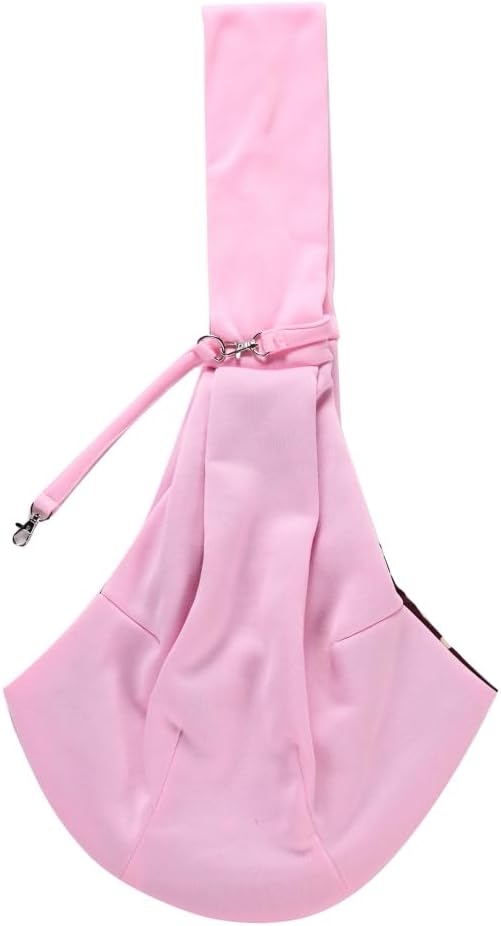 Pet Sling Carrier, Reversible Pink and Polka Dot Design, Single Shoulder Crossbody Bag with Safety Leash, for Pets Up to 16.53 lb (Pink)