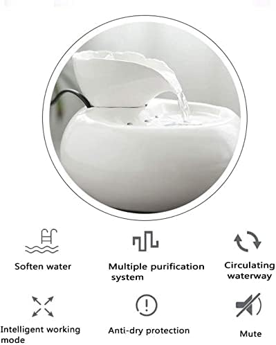 Fountain Cat Drinking Fountain, Automatic 1.5L Ceramic Pet Water Dispenser with Filters for Cats and Dogs, Rabbits Pet Water Dispenser (Color : White)