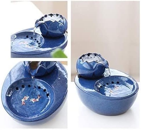 Fountain Pet Drinking Fountain Automatic Circulation Cat Water Dispenser Pet Supplies Flowing Water Dog Cat with Live Water Basin Pet Water Dispenser (Color : Black) (Blue)