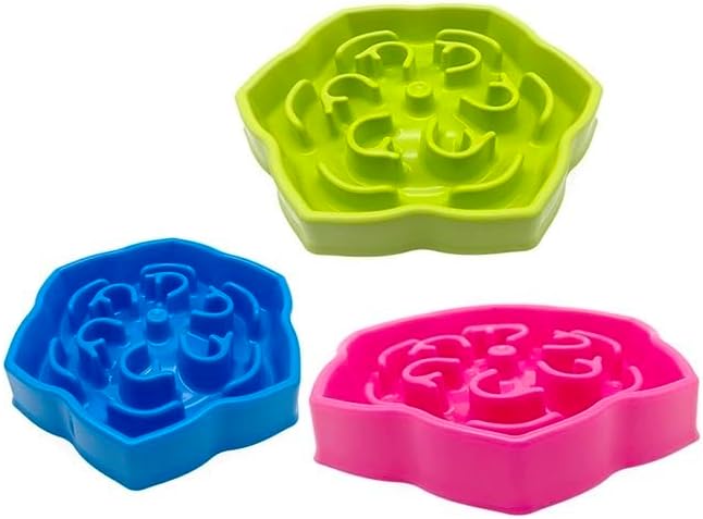 Slow Feeder Dog Bowl, Puzzle Maze Design, Medium Size, Anti-Choke Pet Food Dish (Blue)