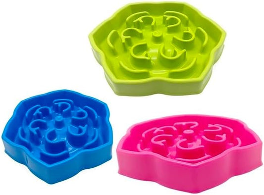 Slow Feeder Dog Bowl, Puzzle Maze Design, Medium Size, Anti-Choke Pet Food Dish (Blue)