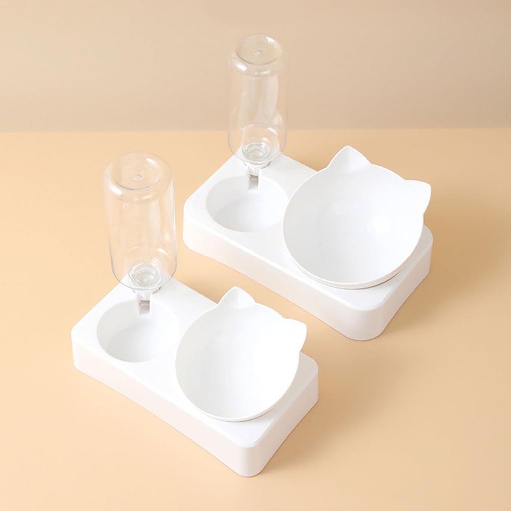 2 in 1 Dog Feeder Cats Food Water Bowl Double Bowl Supplies Bowl Pet Feeder Anti-Leak Feeding