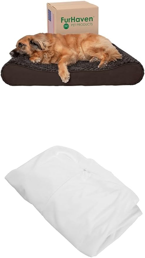 Furhaven dog bed Luxe Lounger Chocolate, Jumbo Plus/XXL W/same size waterproof liner