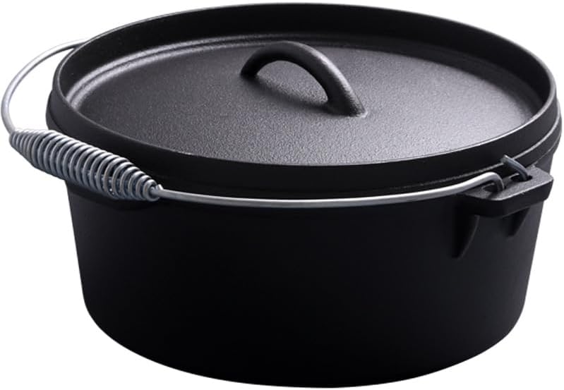 4.5Qt camping dutch oven with lid，cast iron dutch oven，Lifter Handle，Camping Tripod，Cast Iron Camping Cookware, Camping Oven - Campfire Cooking Equipment，With Free Scrubber Brush Stainless Steel Material