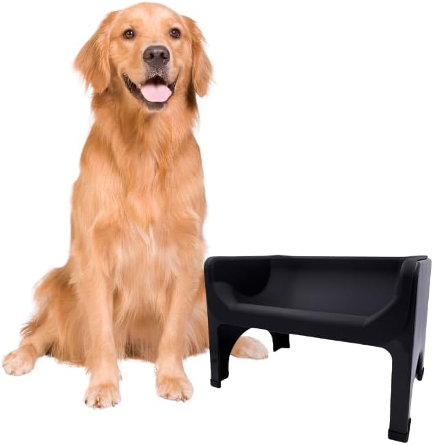The Fluff Trough Set Elevated Dog Bowl Feeder for Healthy Posture & Digestion, Minimizes Neck Strain, Ideal Flat-Faced Pets, Vet Recommended, Dishwasher Safe, Gray, X-Large (Pack of 1)