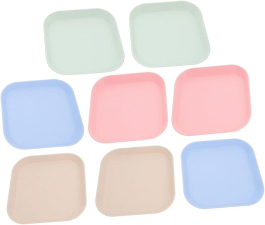 PRETYZOOM 8pcs Shallow Square Cat Food Bowls Kitten Wet Food Plates Small Indoor Pet Feeding Dishes Assorted Colors
