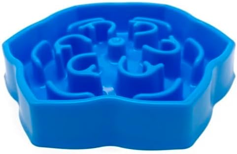 Slow Feeder Dog Bowl, Puzzle Maze Design, Medium Size, Anti-Choke Pet Food Dish (Blue)