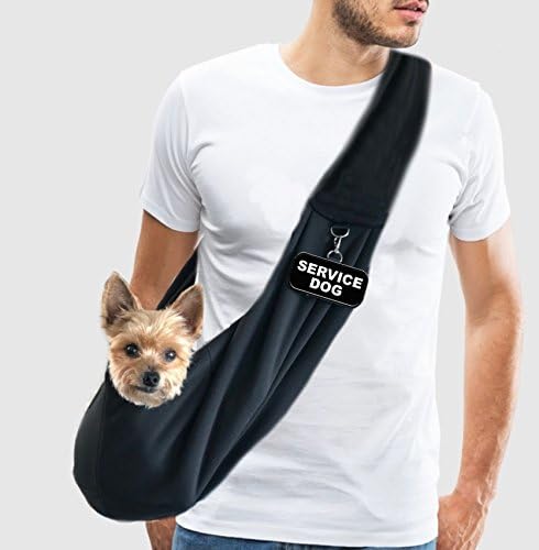 Small Service Dog Sling Carrier with ID Tag | EZ-Sling for Small Dogs | Includes Five Service Dog Law Handout Cards| Comfortable Alternative to Conventional pet Carriers