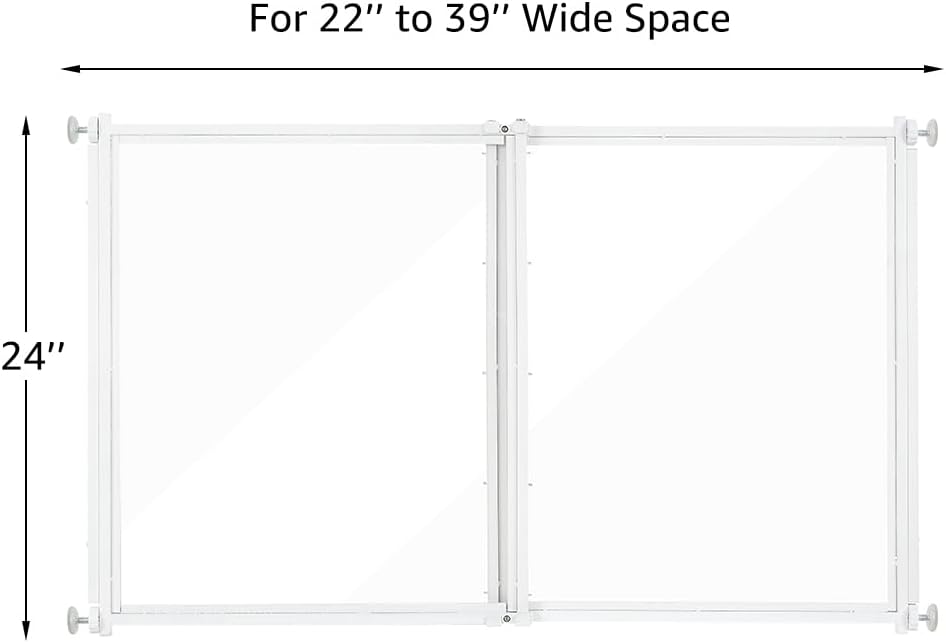 beeNbkks Clear Ferret Gate, Small Pet Barrier for Doorways Hallways Stairs Kitchen, Pressure Mounted Safety Pet Gate for Small Dogs Cats, Fit 22" to 39" Wide Opening, 24" Tall Step Over, Indoor Use