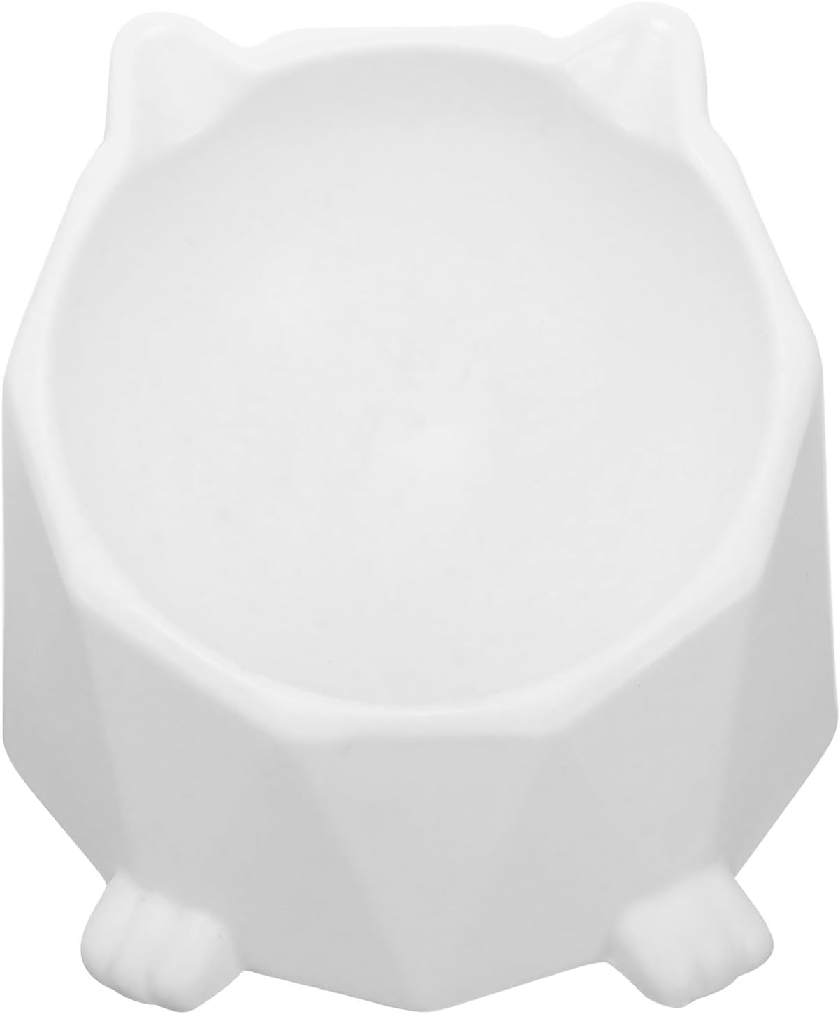 Milisten Ceramic Raised Cat Bowl Elevated Feeding Dish Anti-Spill Wear-Resistant Compact Pet Bowl for Indoor Cats and Small Dogs, White,