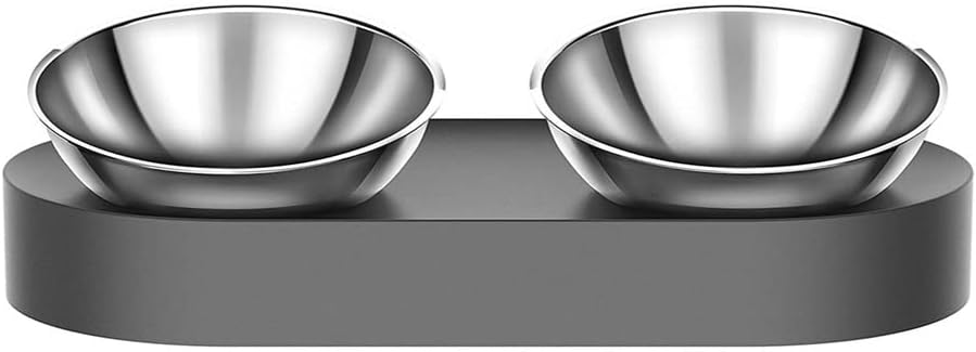 Fountain Elevated Dog Cat Stainless Steel Bowls, 15° Tilted Raised Cat Food and Water Bowls, Stress Free Food Grade Material, Nonslip No Spill Pet Feeding Bowls Pet Water Dispenser