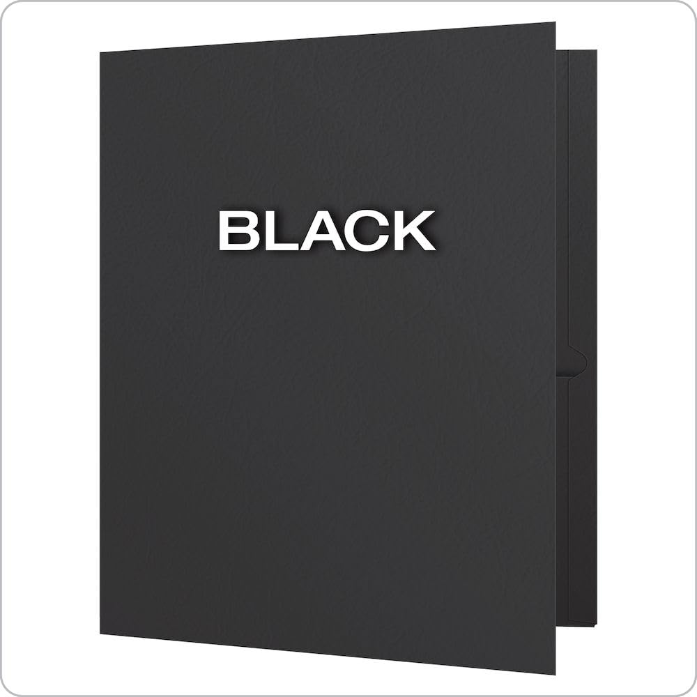 Oxford Twin-Pocket Folders, Textured Paper, Letter Size, Black, Holds 100 Sheets, Box of 25 (57506EE), 8-1/2 x 11