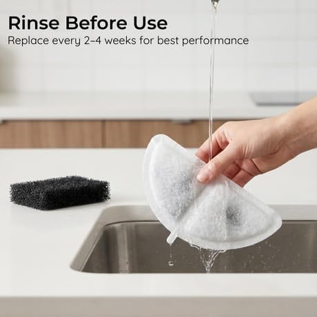 Replacement Filters and Sponges for Automatic Wireless Pet Water Fountain (4 Filters + 4 Sponges), 3-Layer Filtration System for Fresh Water