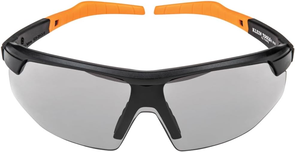 KLEIN TOOLS 60160 Safety Glasses, PPE Protective Eyewear with Semi Frame, Scratch Resistant and Anti-Fog, Gray Lens