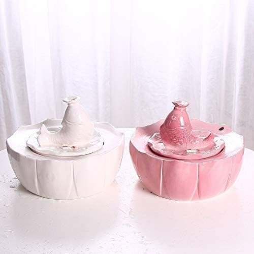 Fountain Portable Automatic Circulation Pet Water Dispenser for Cat and Dogs Ceramics Cat Water Fountain for Drinking Pet Water Dispenser (Color : White) (Pink)