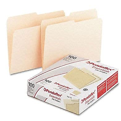 Pendaflex File Folders, Letter Size, Manila, 1/2 Cut, 100/BX (752 1/2), Letter