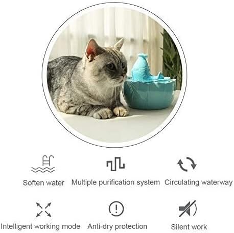 Fountain Cat Water Fountain with Filter,Ceramic Pet Drinking Fountain for Cats and Dogs Automatic Pet Water Dispenser Silent NonSlip Pet Water Dispenser (Color : Light Blue) (White)
