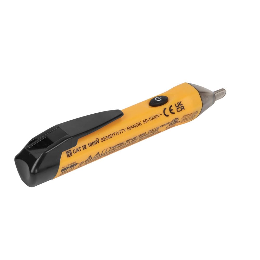 Klein Tools NCVT1P Voltage Tester, Non-Contact Low Voltage Tester Pen, 50V to 1000V AC, Audible and Flashing LED Alarms, Pocket Clip