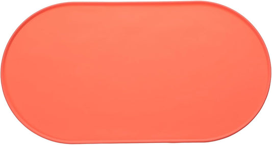 Cat Food Mat, 18x10 Inch Silicone Pet Feeding Mat Non-Slip Oval Waterproof Dog Water Bowl Tray Raised Edge Protects Floors (Orange), Intended for Pets Bowl/Fountain