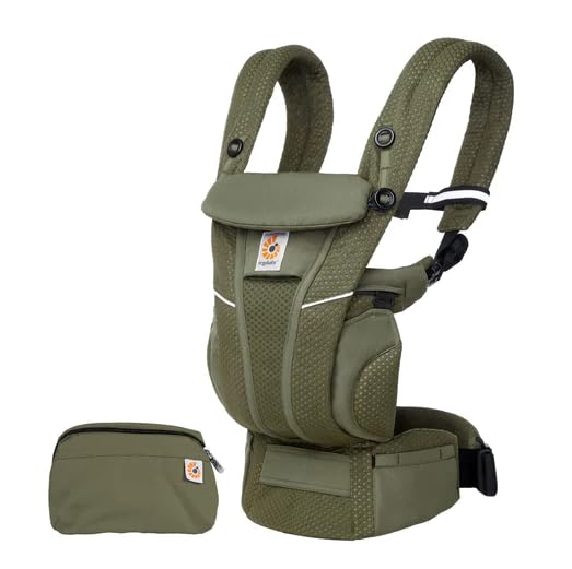 Ergobaby All Carry Positions Breathable Mesh Baby Carrier with Enhanced Lumbar Support & Airflow (7-45 Lb), Omni Breeze, Olive Green