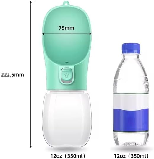 Dog Water Bottle 350ml for Walking & Travel, Leak Resistant Design Portable Pet Water Dispenser with Water Return Button, One Hand Drinking Cup for Small Dogs & Cats, Lightweight PET Bottle