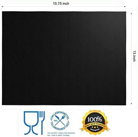 RENOOK Grill Mat Set of 6-100% Non-Stick Reusable Mats for Gas, Charcoal or Electric Grills - Easy to Clean - 15.75 x 13-Inch, Black