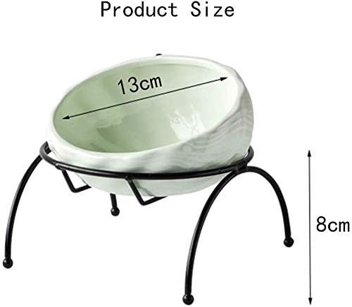 Pet Feed Ceramic Cat Dog Bowl Plate Enhanced Food Bowls with Metal Raised NonSlip Stand, Dishwasher and Microwave Safe, White (White)