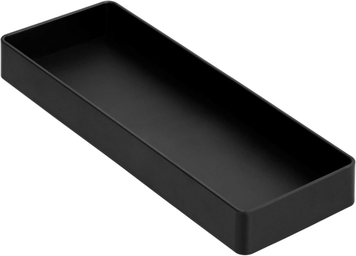 Amazon Basics Rectangular Plastic Desk Organizer Bundle, 3 Pieces with Half Accessory Tray, Small, Black
