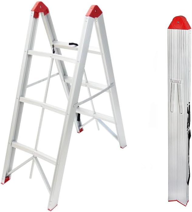 LEADALLWAY Step Ladder 3 Step Folding Compact Ladder Portable Aluminum A Frame Foldable Twin Front Step Stool, EN131 Certified, 330lb Capacity