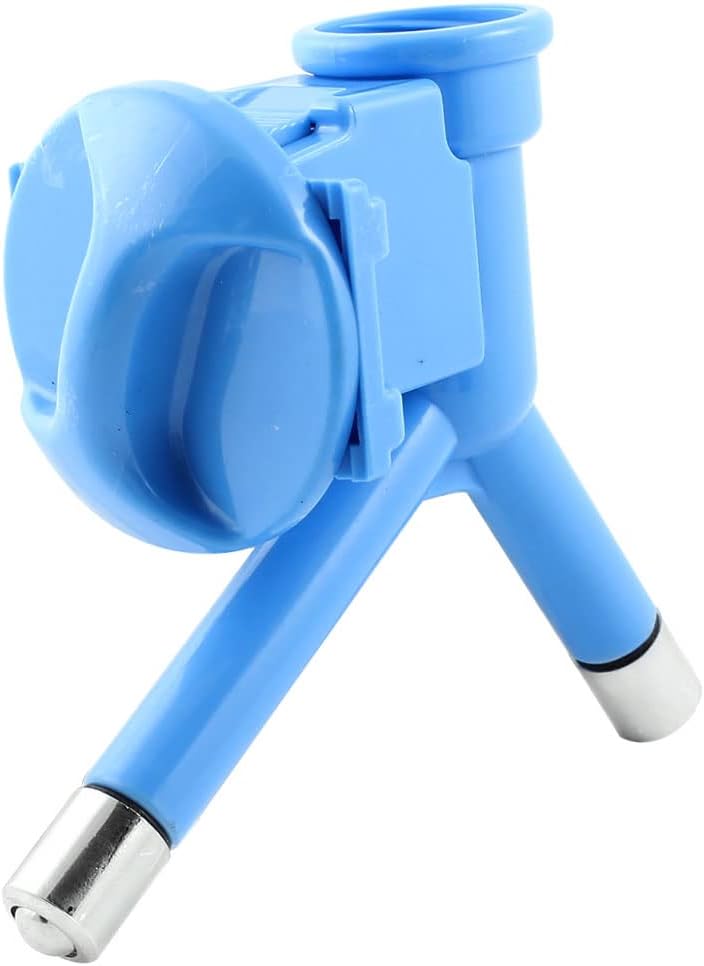 Dual Nozzle Pet Drinking Hanging Water Fountain Bottle Head Blue (id: 42f 7b8 8c5 451 8bf