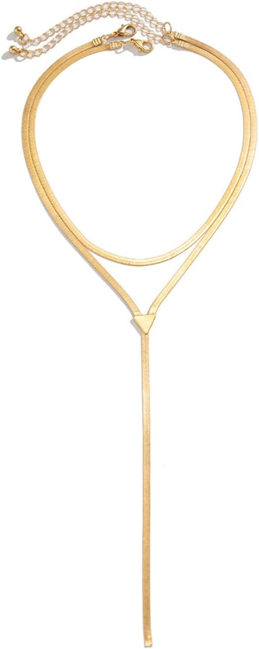 GIGB PBDK Chunky Gold Choker Necklace for Women,Trendy Silver Statement Necklace Long Snake Chain Drop Necklace,Charm Prom Body Jewelry Accessories Gifts