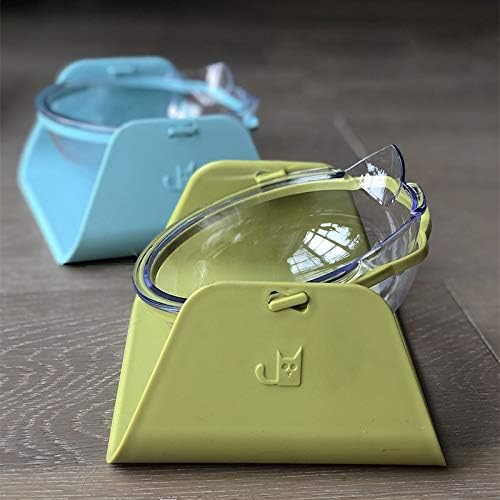 Adjustable Transparent Tilted Bowl Feeder with Raised Stand for Cat Pet(Green)