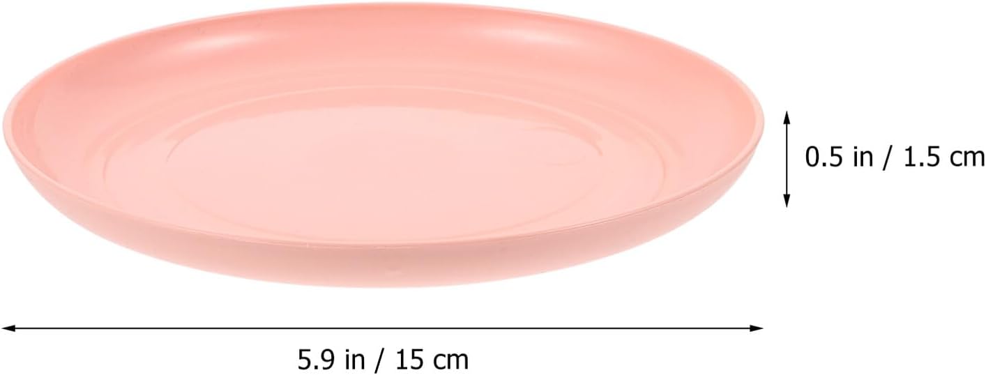 FAVOMOTO 4pcs Round Shallow Cat Food and Water Bowls Set, 15cm Flat Pet Plates for Wet Food, Small Kitten and Short-Legged Cats, Multi-Color Plastic Feeding Dishes for Indoor Use