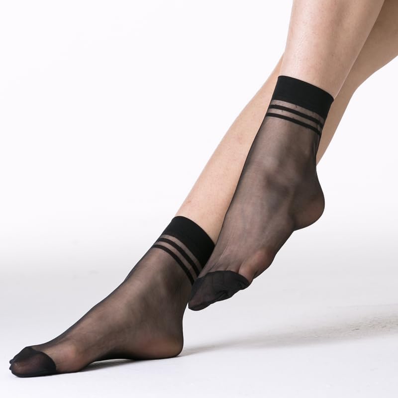 20 Pairs Women's Ankle Sheer Nylon Socks Summer Thin Soft Tight Hosiery Reinforced Toe Stylish Socks