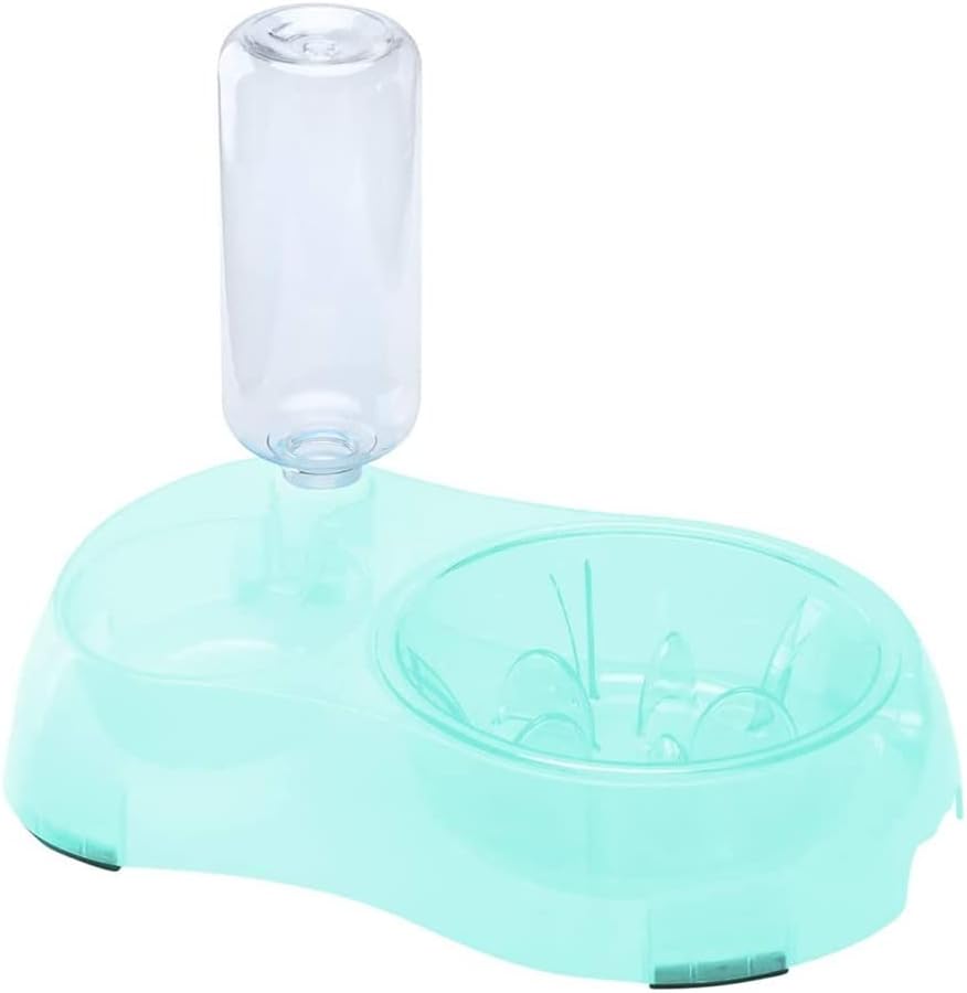 2 in 1 Pet Feeder Water Automatic Dispenser with Bottle, Dog Bowl Slow Feeder, Dog Drinking Fountain Water Bowl for Dog Cat Puppy Kitty, Pet Food and Water Bowl Set Pet Water Dispenser (Green)