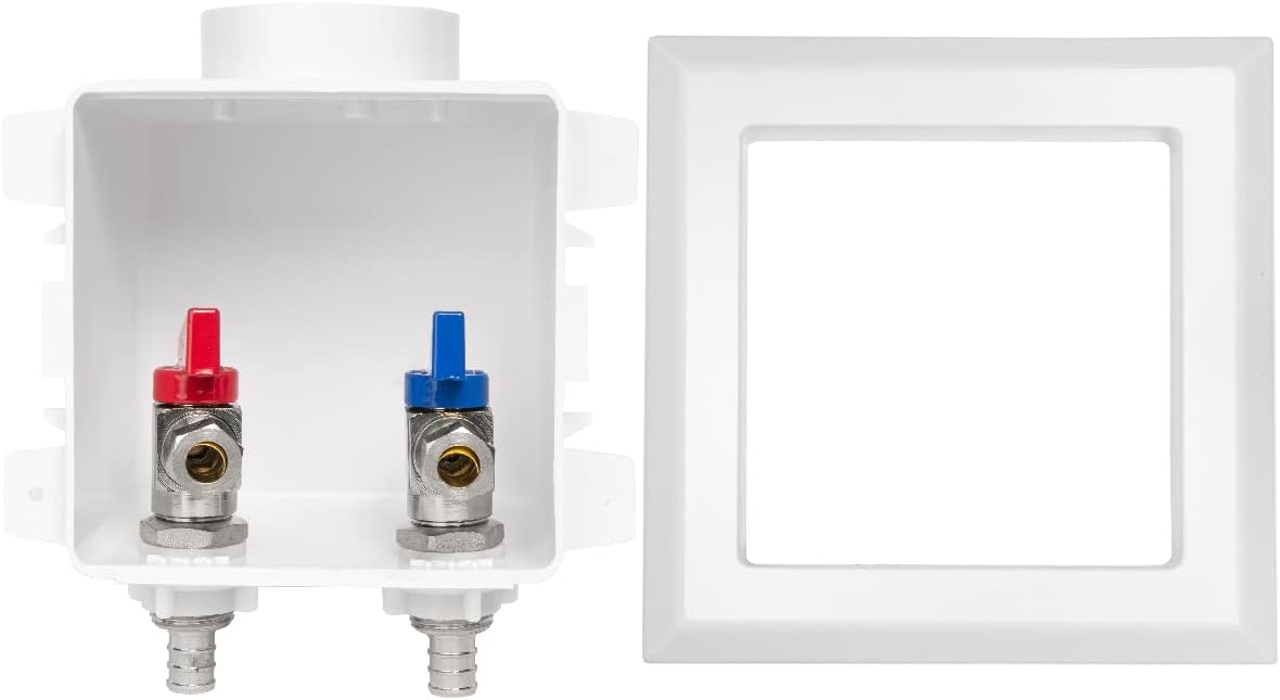 EFIELD Pex Pre-assembled Faucet Outlet Box, 1/2-Inch Barb Crimp Pex Inlet with Installed 1/4-Turn Ball Valve For Hot & Cold Water Supply, Chrome Plate,(FC003)