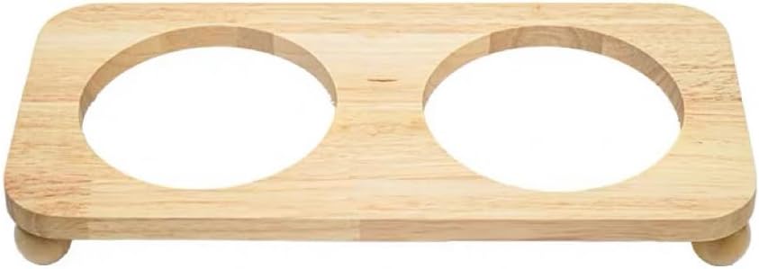 Ceramic Elevated Dog Cat Food Bowl Set with Wooden Stand, Raised Cat Slow Feeders, no Black Chin, Pet Food and Water Dishes, for Kitten Pubby Small Animal