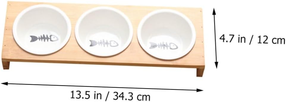 FAVOMOTO Elevated Stand Cat Bowl Set with Ceramic Bowls, Indoor Raised Pet Water and Food Dish for Kittens and Dogs, Non-Slip Household Feeding Supplies