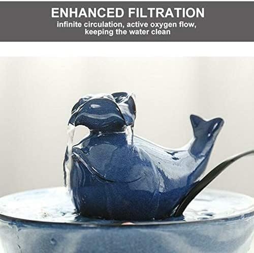 Fountain Ceramic Cat Fountain Automatic Pet Water Drinking Fountain Pet Water Dispenser with Adjustable Water Flow, Filter, Super Quiet, Great for Cats and Small Dogs Pet Water Dispenser (Blue)