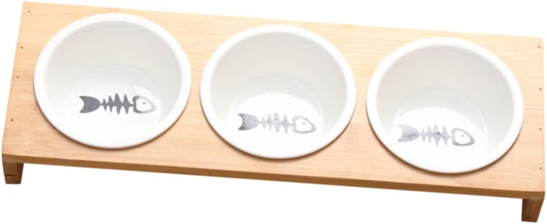 Milisten 1Set Ceramic Cat Bowl with Stand Convenient Elevated Pet Food and Water Bowls for Cats and Dogs Easy Feeding and Hydration