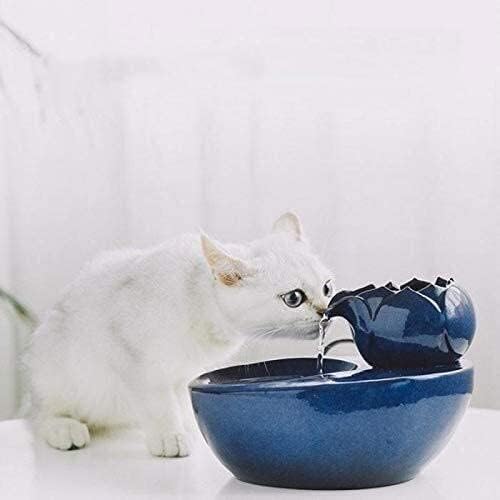 fountain Cat Drinking Water Fountain, 1.2 Liters Ceramic Pet Water Fountains for Cats and Dogs, Electric Pet Water Dispenser with Quiet Pump and Filters Pet water dispenser (Color : Brown) (Blue)