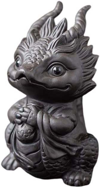 Chinese Zisha Dragon Tea Pet, Handmade Purple Clay Tea Pet for Kung Fu Tea Tray, Ceramic Decorate Kungfu Tea Tray Accessories (K)
