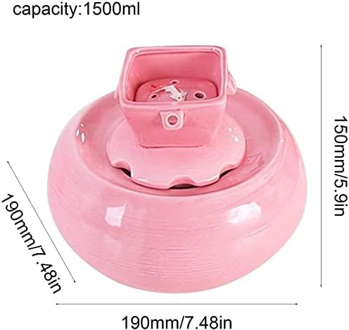 Fountain Cat Ceramic Automatic Drinking Fountain Pet Water Dispenser Cycling Filter Fountain Cat Supplies Feeder NonSlip Pet Water Dispenser (Color : Pink) (Blue)