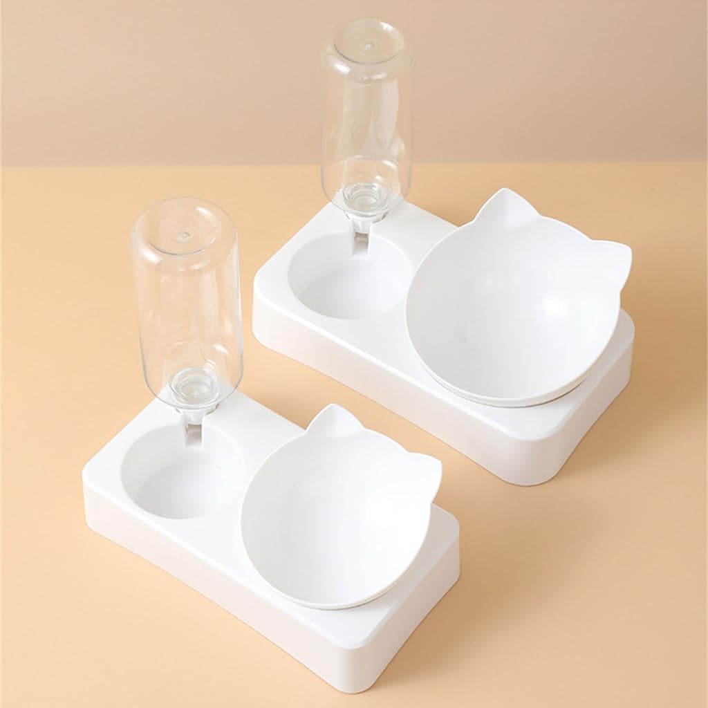 2 in 1 Dog Feeder Cats Food Water Bowl Double Bowl Supplies Bowl Pet Feeder Anti-Leak Feeding