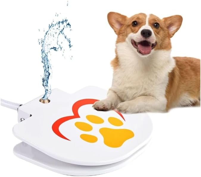 Dog Water Fountain Outdoor,No Electricity Step-On Activated Pet Sprinkler,Paw-Controlled Drinking Dispenser for Large & Small Dogs,Automatic Waterer for Yard, Garden, Lawn