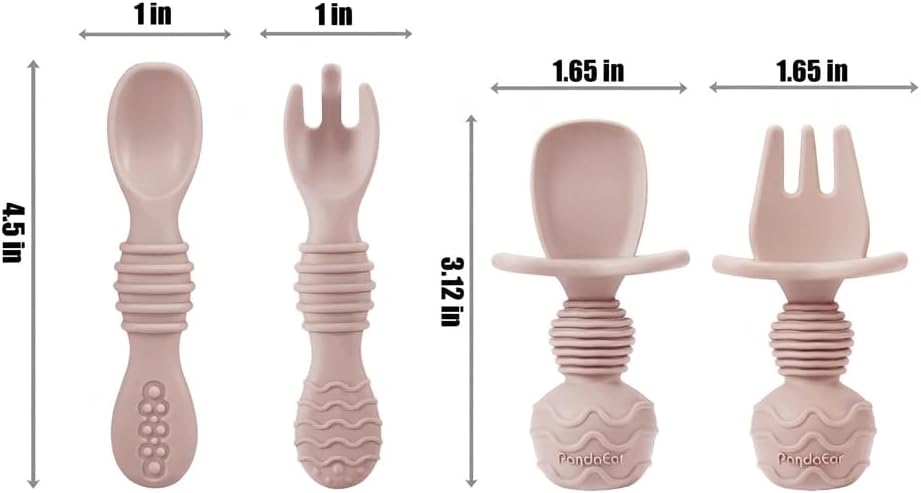 PandaEar Silicone Baby Feeding Set | 9PCS Baby Led Weaning Supplies Self Feeding Utensils | Divided Suction Plate Bowl Bibs Sippy Cup with Baby Snack Container Spoons Forks (Pink)